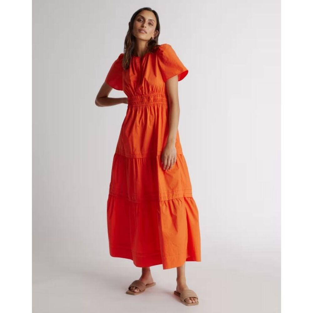 Quince Vibrant Orange Maxi Dress